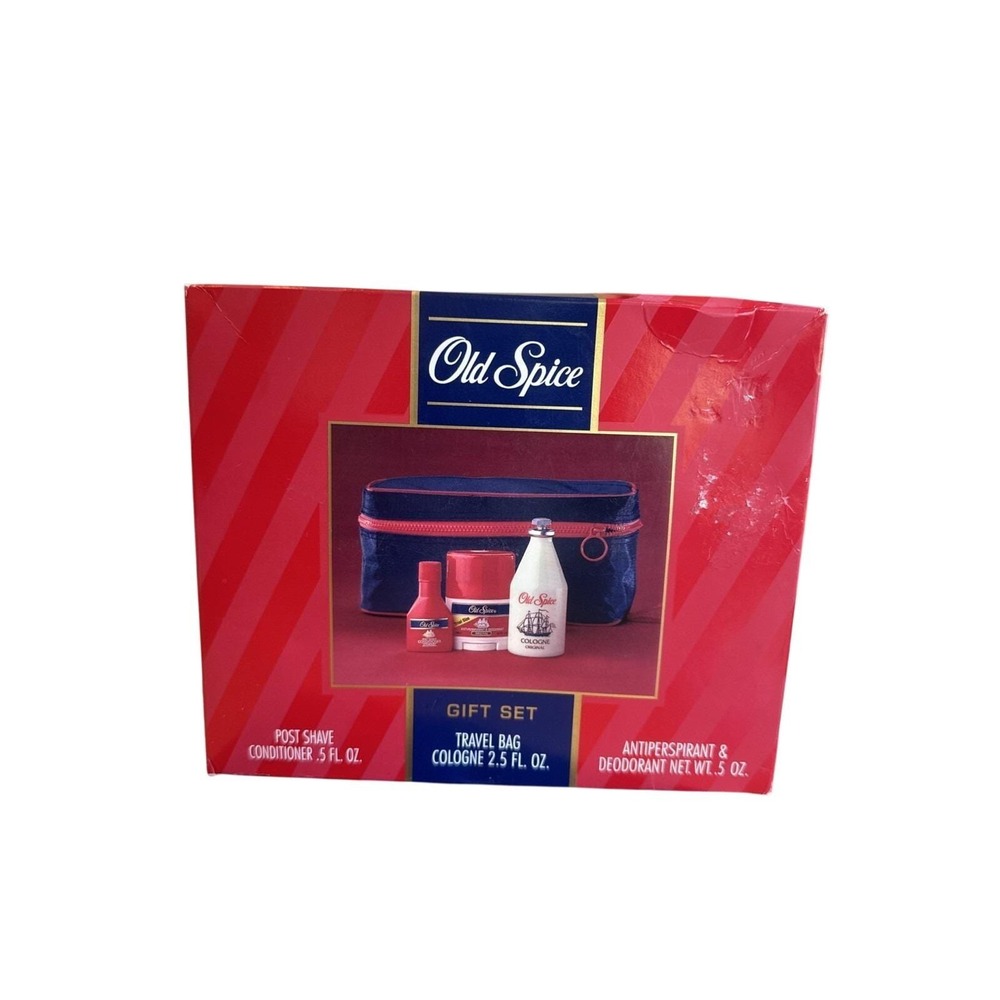 RARE VINTAGE Old Spice Cologne After Shave Deodorant & Travel Bag Set New NOS